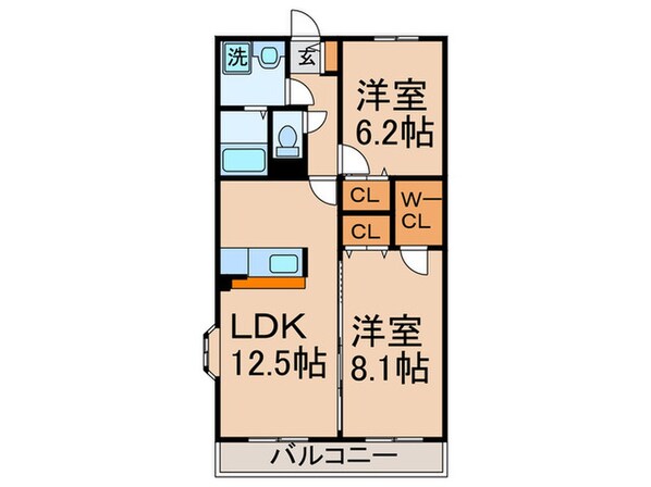 シャンポ－ル新城弐番館の物件間取画像